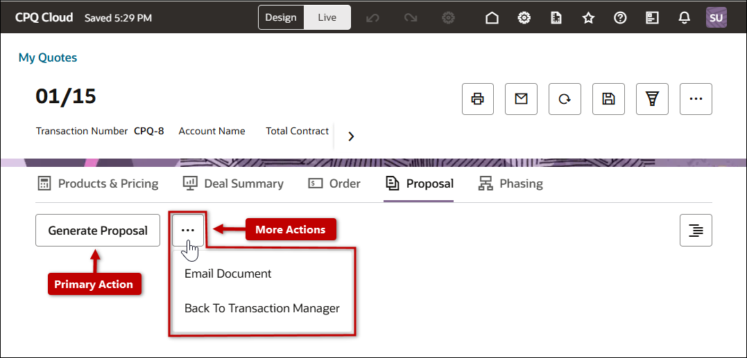 Section Actions