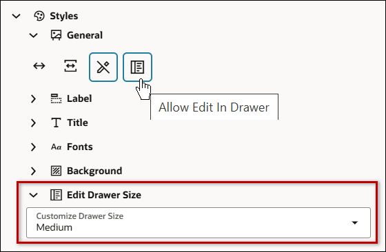 Section Drawer Size