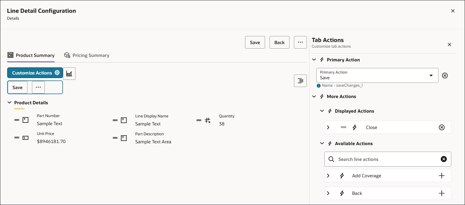 Line Item Actions