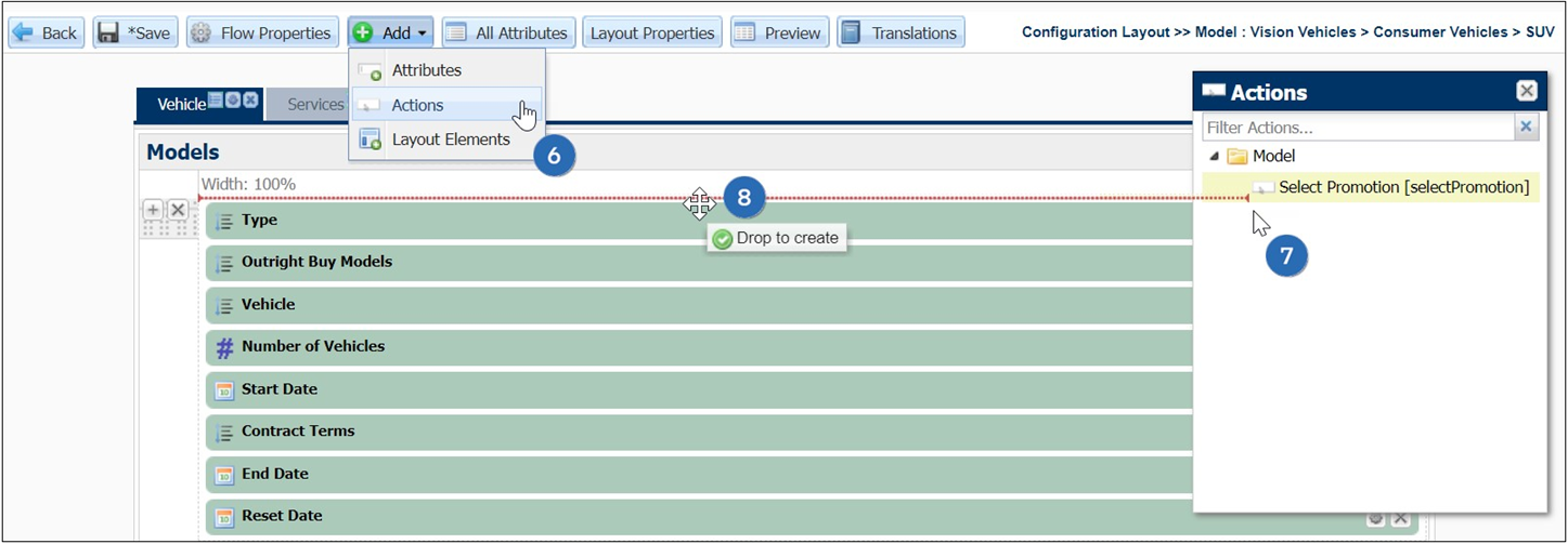 Add Configuration Action to Layout