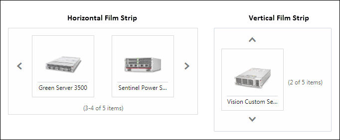 JET Film Strip Image Menu Arrow and Paging Information examples