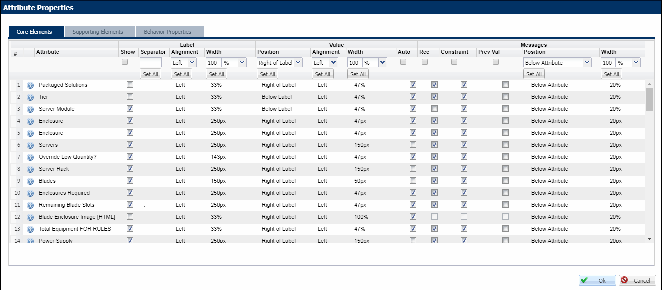 Core Elements tab