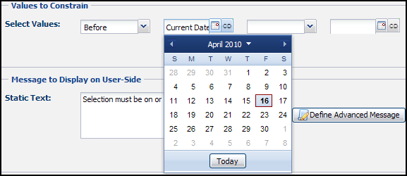 Date Attribute used with Constraint Rule