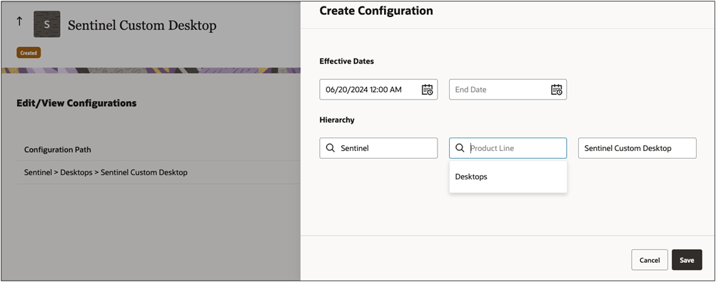 Specify Effiective Dates, Product Line, and Product Family