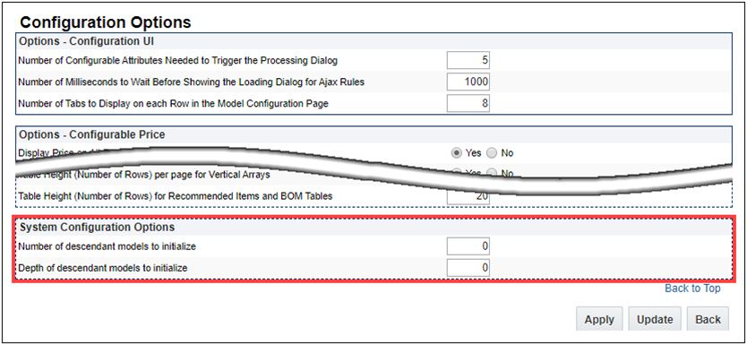 Configuration Options - System Configuration options