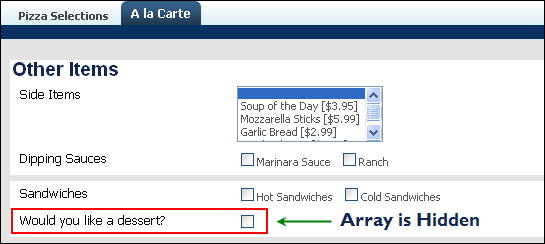 Example of the User-Side (Hidden Array - Condition is met)