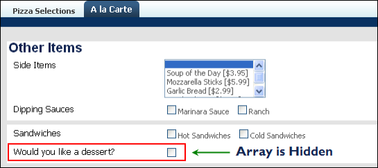 Example of the User-Side (Hidden Array - Condition is met)