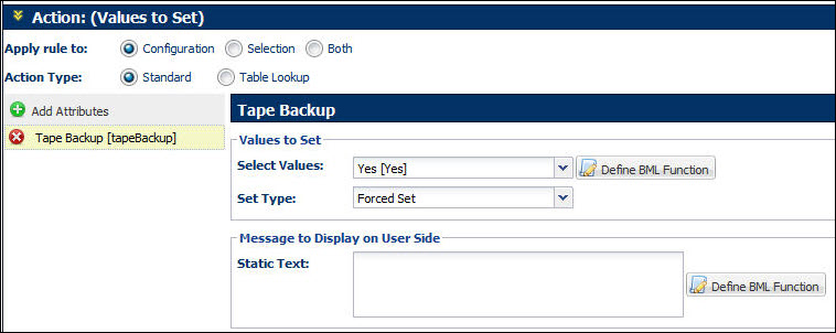 Action value to set