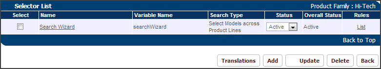 Selector Configuration page