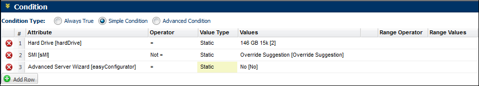 Configuration rule Condition section