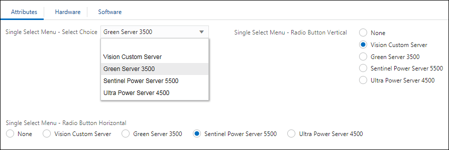 Single Select Menu JET display