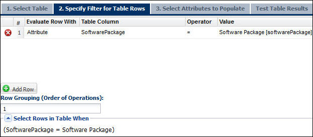 Specify Filter for Table Rows tab