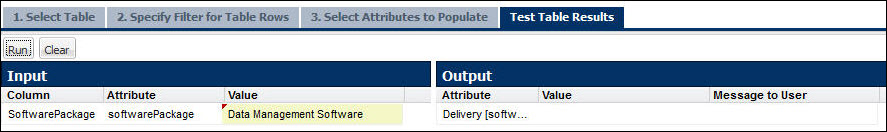 Test Table Results tab