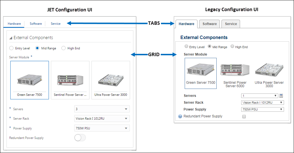 JET and Legacy User side examples