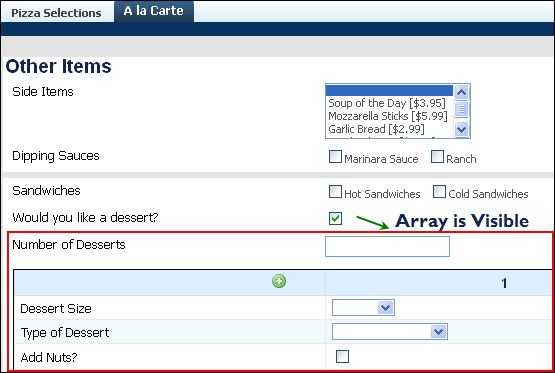 Example of the User-Side (Visible Array - Condition is not met)