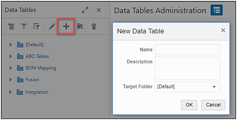 New data table dialog