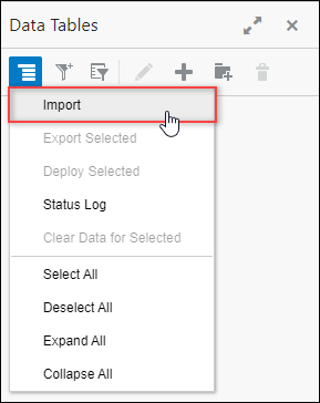 Select Import from the drop-down menu