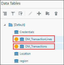 Select multiple undeployed data tables