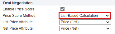 List-Based Calculation Price Score method