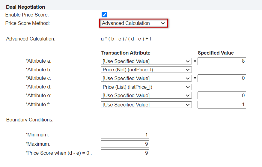 Eenable Price Score - Advanced Calculation