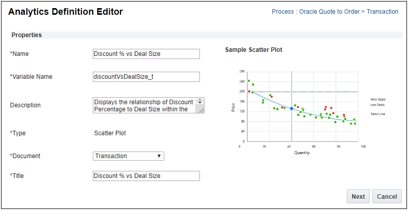 Analytics Definition Editor page