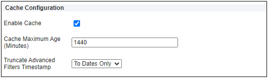 Cache Configuration section