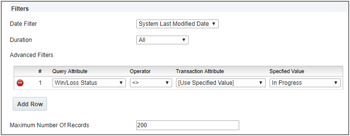 Filters section