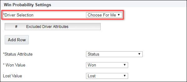 Win Probability Settings - Driver Selection