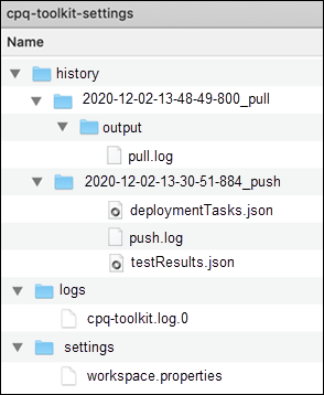 Folder structure for history logs