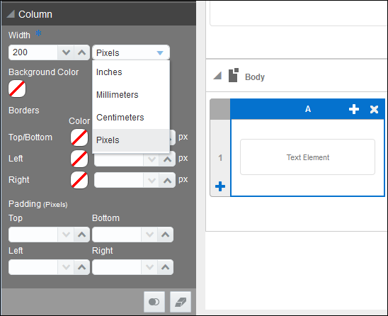 column dialog