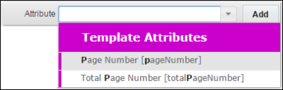 Choose Page Number under Template Attributes