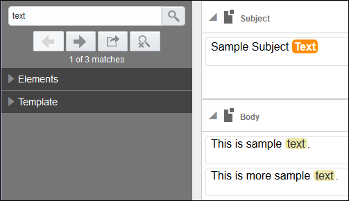 Highlighted search keyword in Document Designer elements