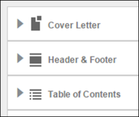 Template Flow with Header & Footer in the Table of Contents, but not in the Cover Letter.
