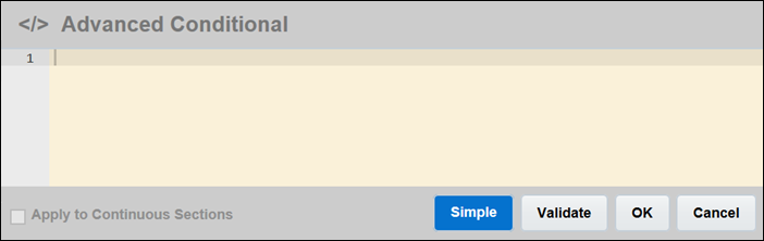 Advanced Conditional dialog
