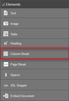 Column Break element 