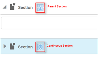 Parent Section and Continuous Section