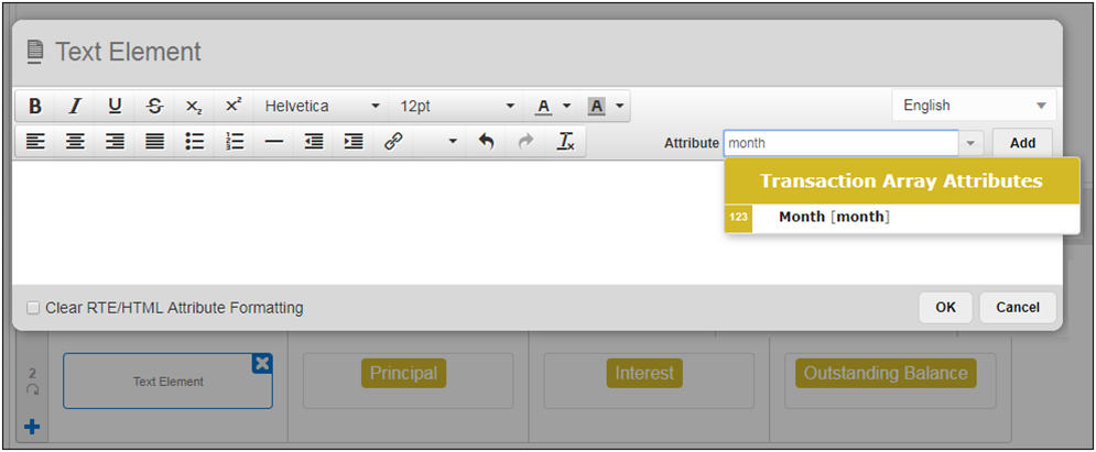 Add the Transaction Array Attributes.