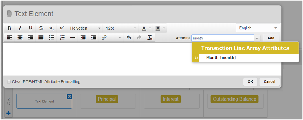 Add the Transaction Line Array Attributes