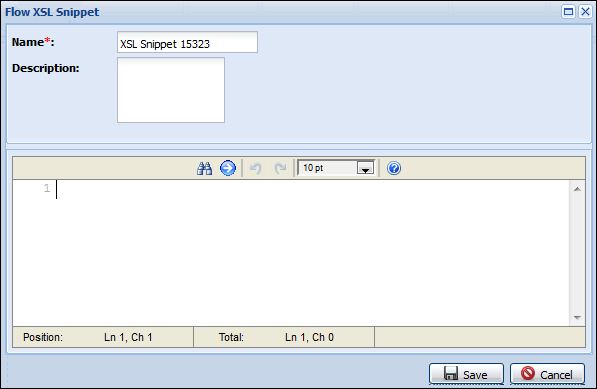 Flow XSL Snippet dialog