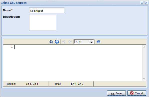 Inline XSL Snippet dialog