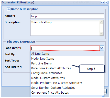 Select loop over item