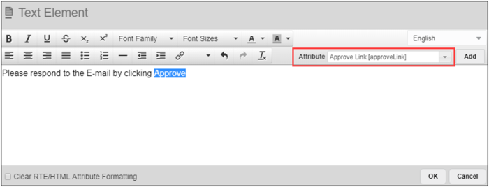 Add approval text on the Text Element page