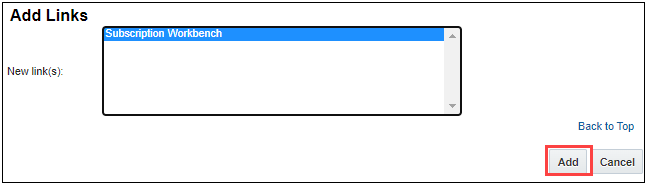 Add Subscription Workbench Navigation Link