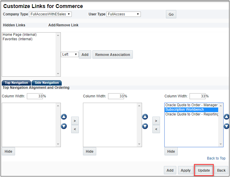 Customize Links for Commerce