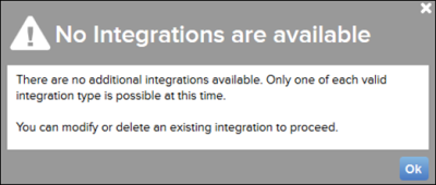 Integrations not available