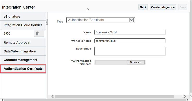 "Authentication Certificate" integration