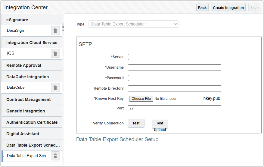 Data Table Export Scheduler Integration