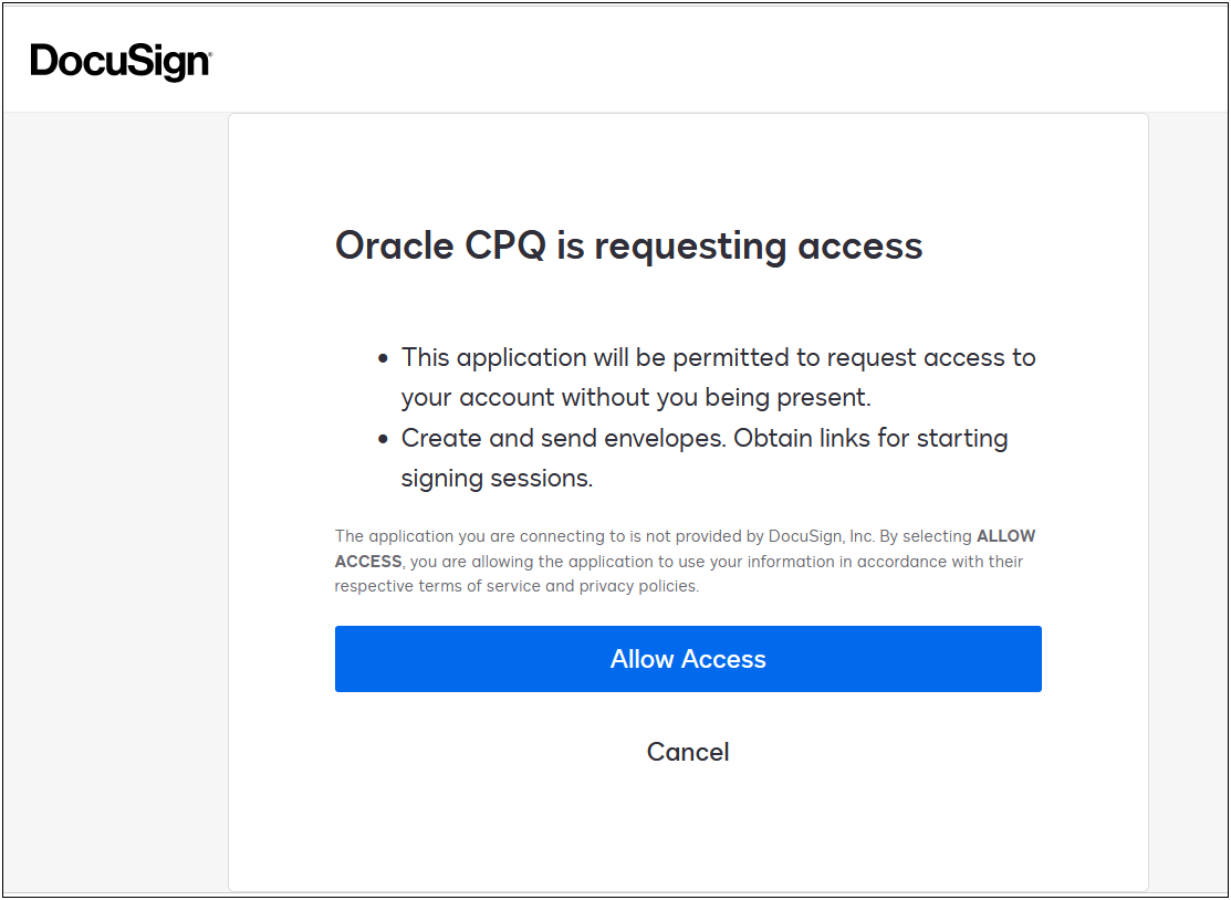 DocuSign Allow Access
