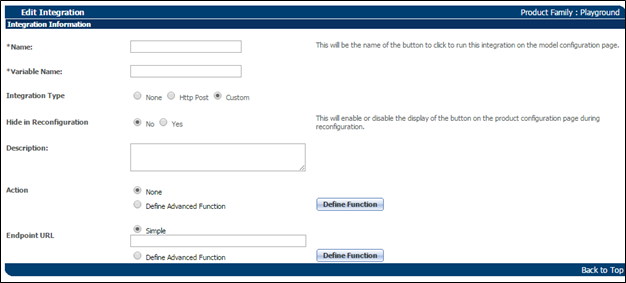 Edit Integration page