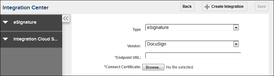 Integration Platform Integration Center page